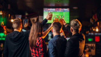 What are sports bars lined with?